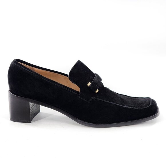 GUCCI Black Square Toe Suede Loafer Pumps - Picture 4 of 10